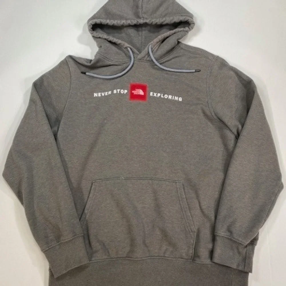 The North Face Mens Hoodie Gray Never Stop Exploring Graphic Pullover Size L